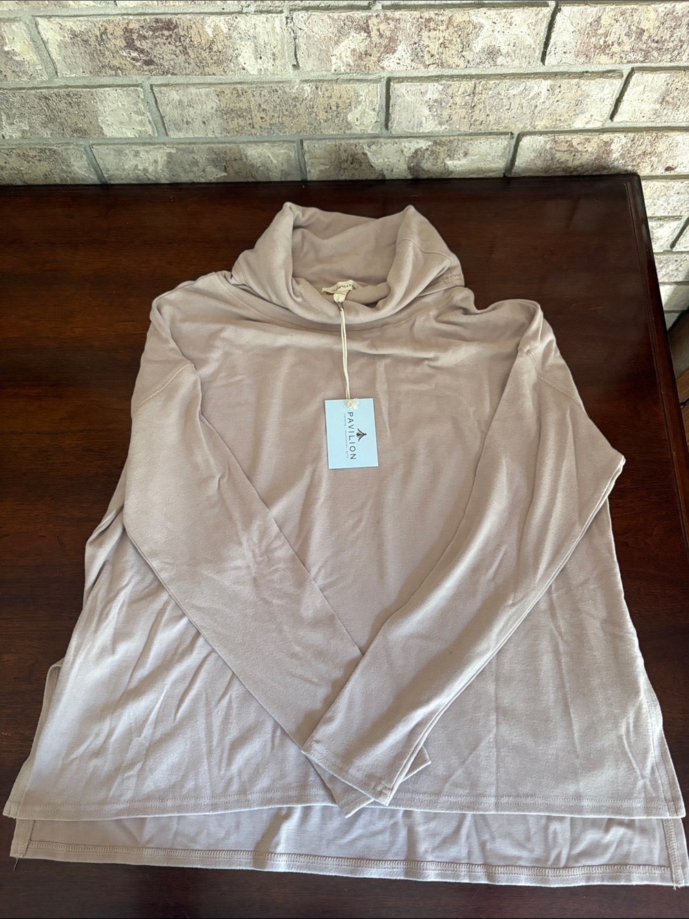 NWT Women’s Long-Sleeve Cowl Neck Sweater in Light Taupe